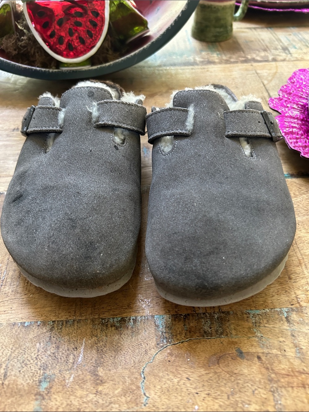 Women's Boston Clog by Birkenstock Faux-Shearling Slip-On Clog - Gray